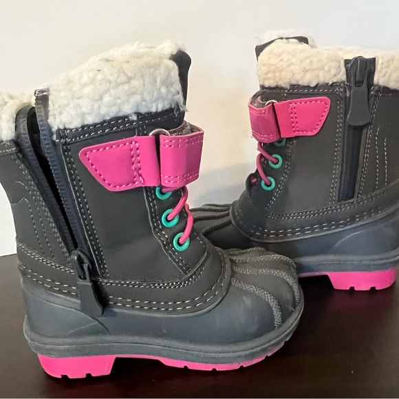 Cat & Jack Gray and Pink Rain & Snow Boots Waterproof - Picture 4 of 5